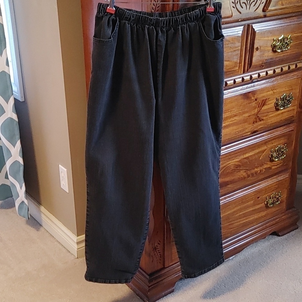 Women's Black Chic Pull on Jeans Size 24W